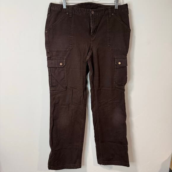 Duluth Trading Co Women's DuluthFlex Fire Hose Relaxed Fit Pants Brown 14 - Picture 1 of 9